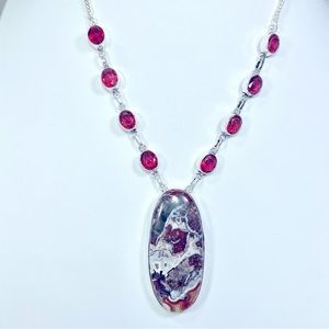 Crazy Lace 925 Large Stone Gemstone Necklace